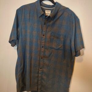 Hurley Men's Blue And Brown Button Up Short Sleeve Classic Fit Shirt Size XL